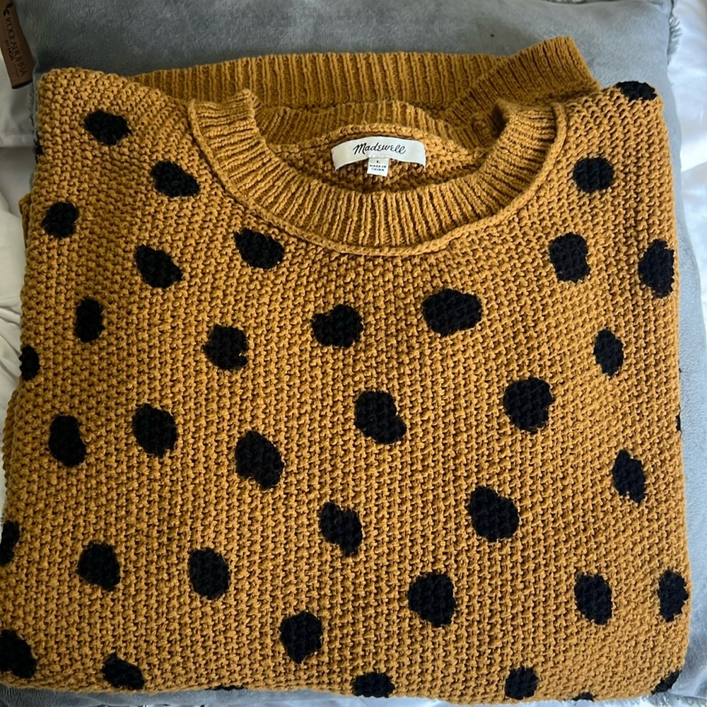 Madewell Mustard and Black Polka Dot Sweater